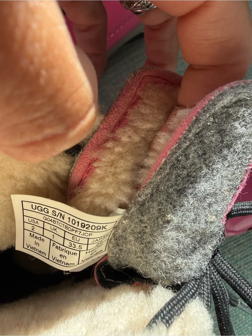UGG Youth Pink Lace-Up Waterproof Winter Boots with Shearling Trim